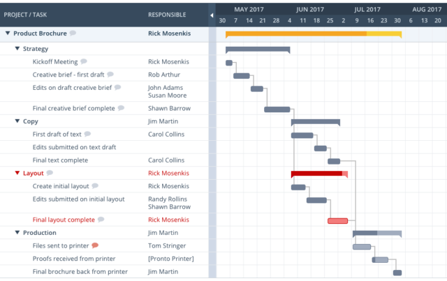 hospital gantt chart screenshot