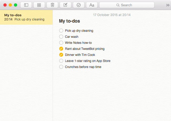 Apple notes for easy sync across Apple devices