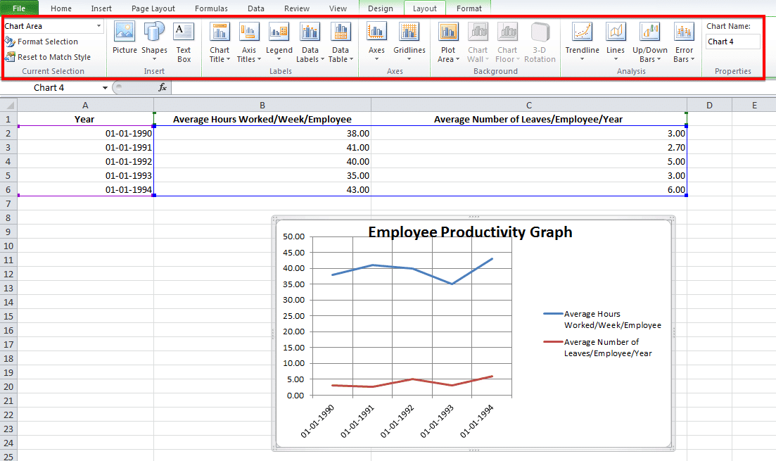 Layout in excel
