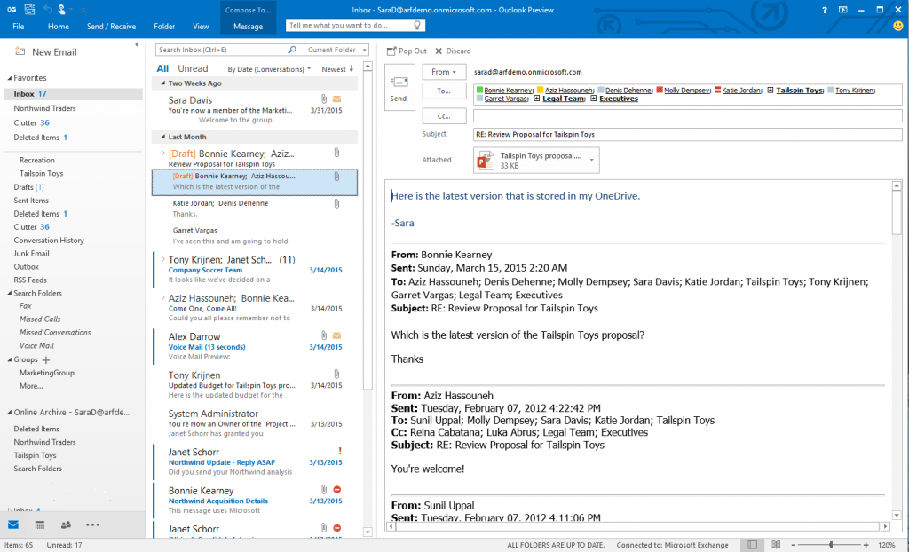 Outlook screenshot
