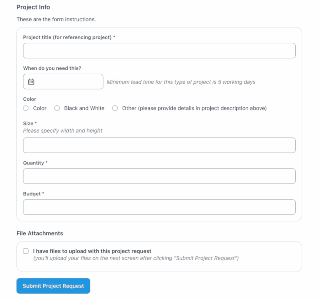 Project request forms