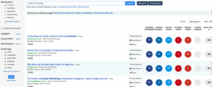 Screenshot from Buzzsumo website