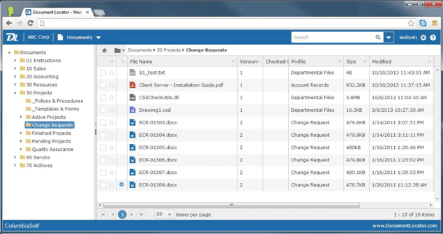 Document Locator is a document management system fully integrated