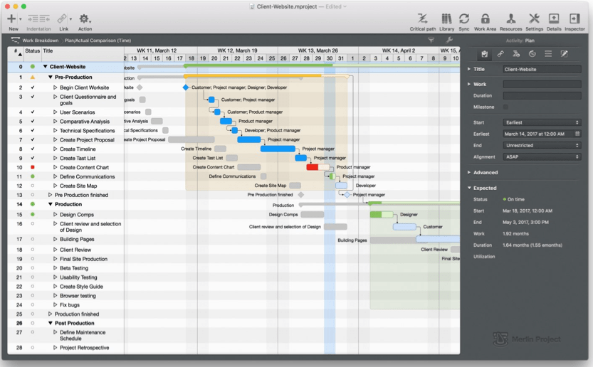 Gantt chart software merlin
