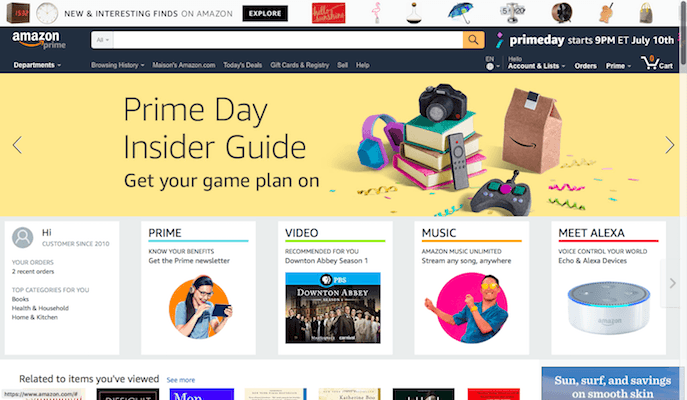 Amazon home page strategy