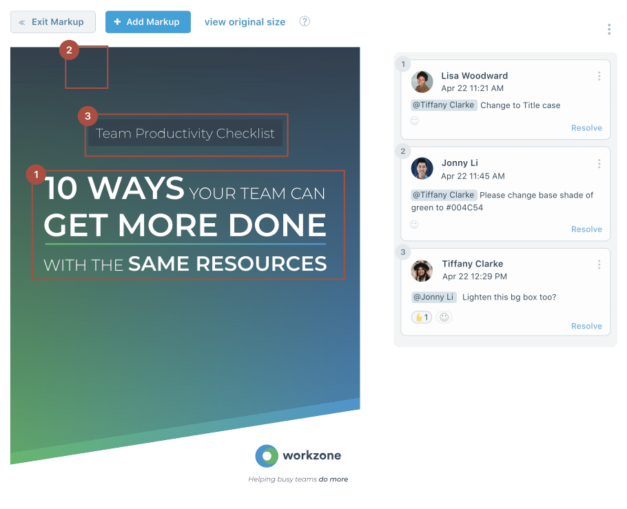 Image markup product tour