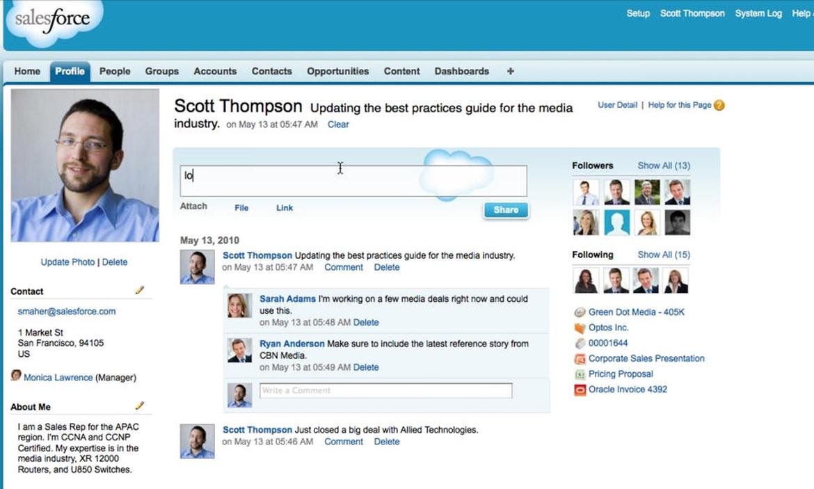Salesforce Chatter offers a more organized experience than Slack