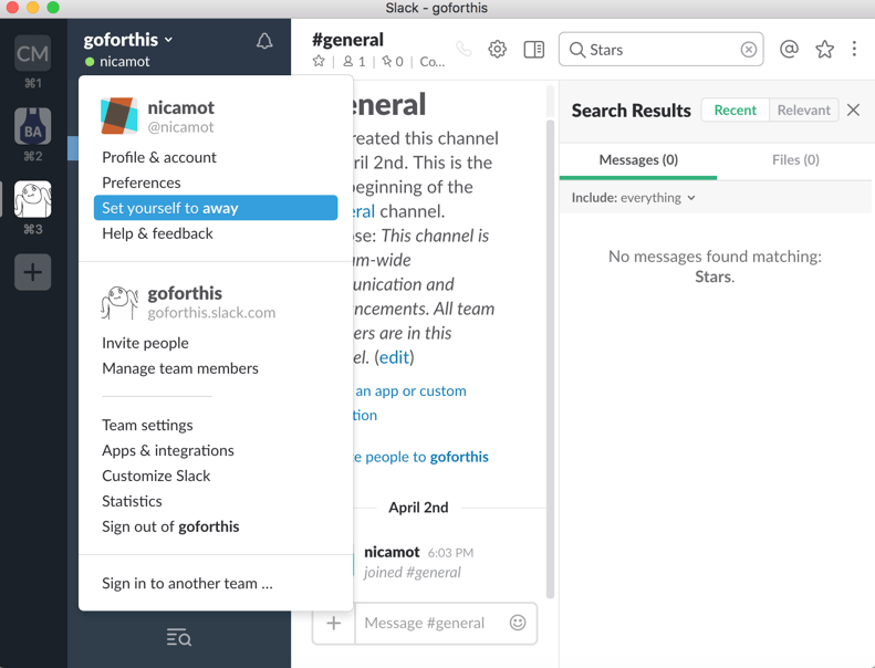 Set yourself to away on Slack