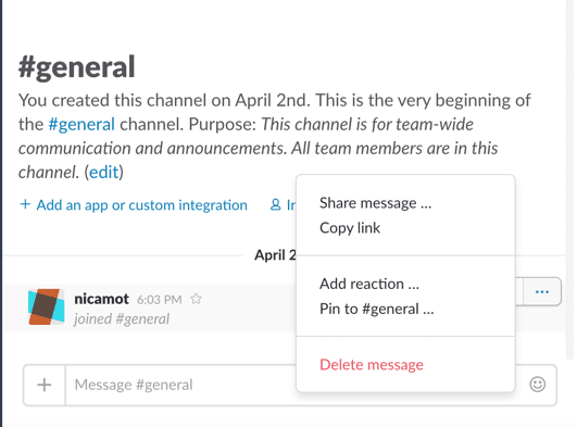 Pinning messages