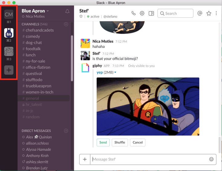 Switching between Slack profiles