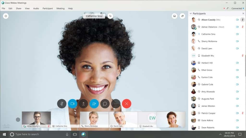 Cisco WebEx dashboard