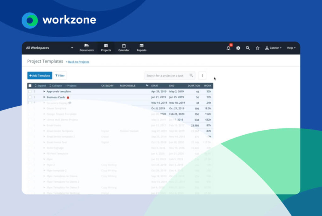 Workzone essentials using templates to streamline project creation