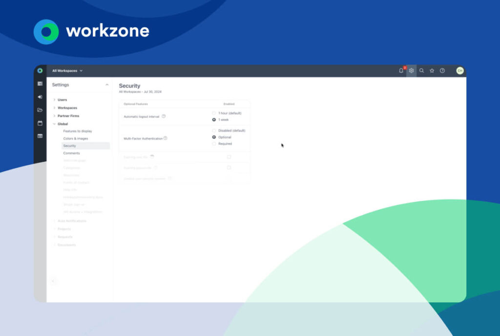 Workzones new multi factor authentication and other security features