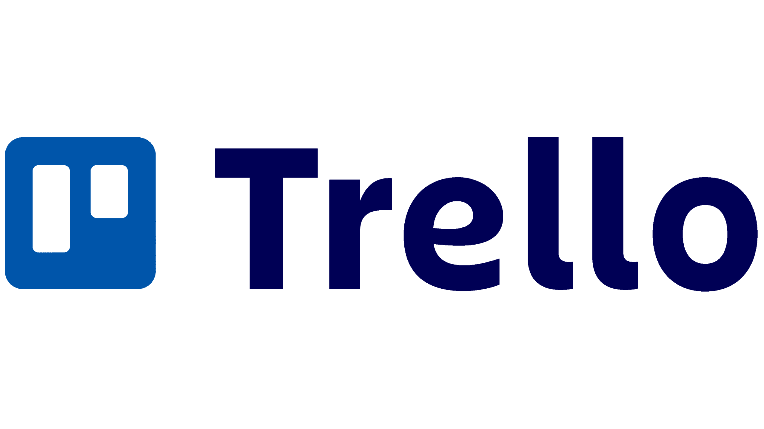 The Trello logo features a blue square icon with two vertical white rectangles, followed by the word Trello in bold, dark blue letters on a light background.