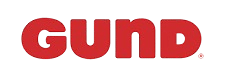 Red GUND logo in bold, rounded letters on a light gray background, perfectly suited for retail project management software or other retail workflow management tools.
