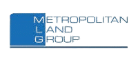 Blue and white logo for Metropolitan Land Group, with the initials MLG stacked vertically in a blue box beside the full name written in blue text to the right. Ideal for firms seeking a professional image in property management project tools or real estate task management tools.