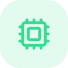 Green icon of a computer processor chip.