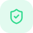 Green shield icon with a checkmark in the center.