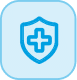A blue shield icon containing a plus sign.