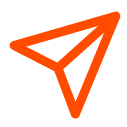 Orange paper airplane icon.