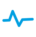 Blue EKG heart rate line icon.