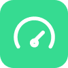 Speedometer icon on a green square background.