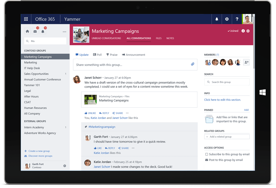 Yammer is a top slack alternative in 2017