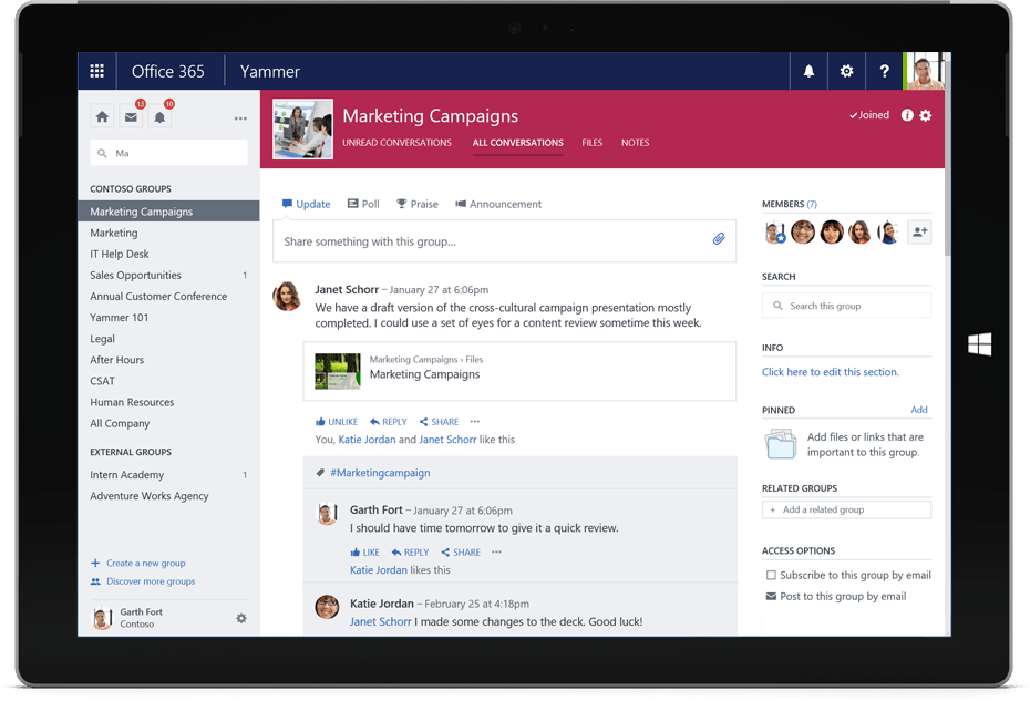 Yammer is a top slack alternative in 2017