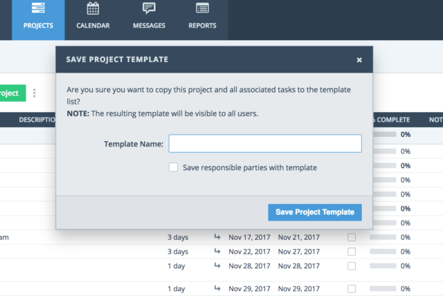 project management features project templates