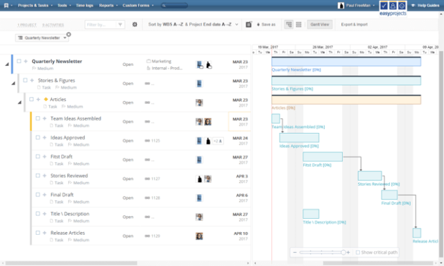 gantt chart software easy projects