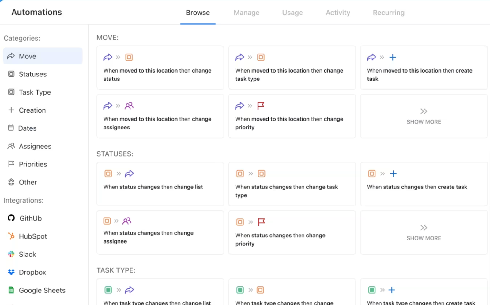 An example of clickup automations