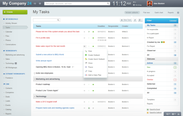 bitrix24 task overview for project management screenshot